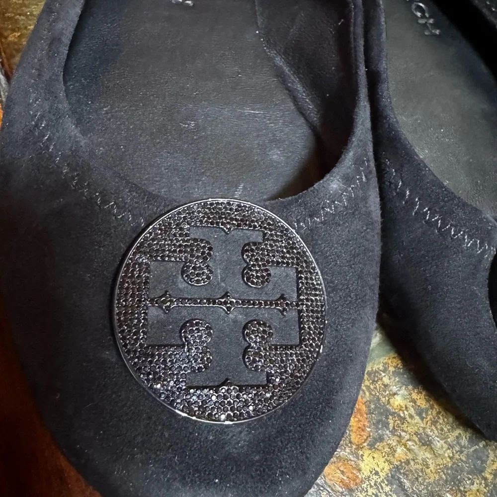 Tory Burch Minnie Travel Ballet Flats black suede 8